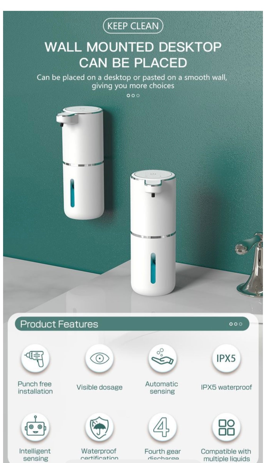 Automatic Soap Dispenser Non Contact Foam Soap Dispenser 380ml