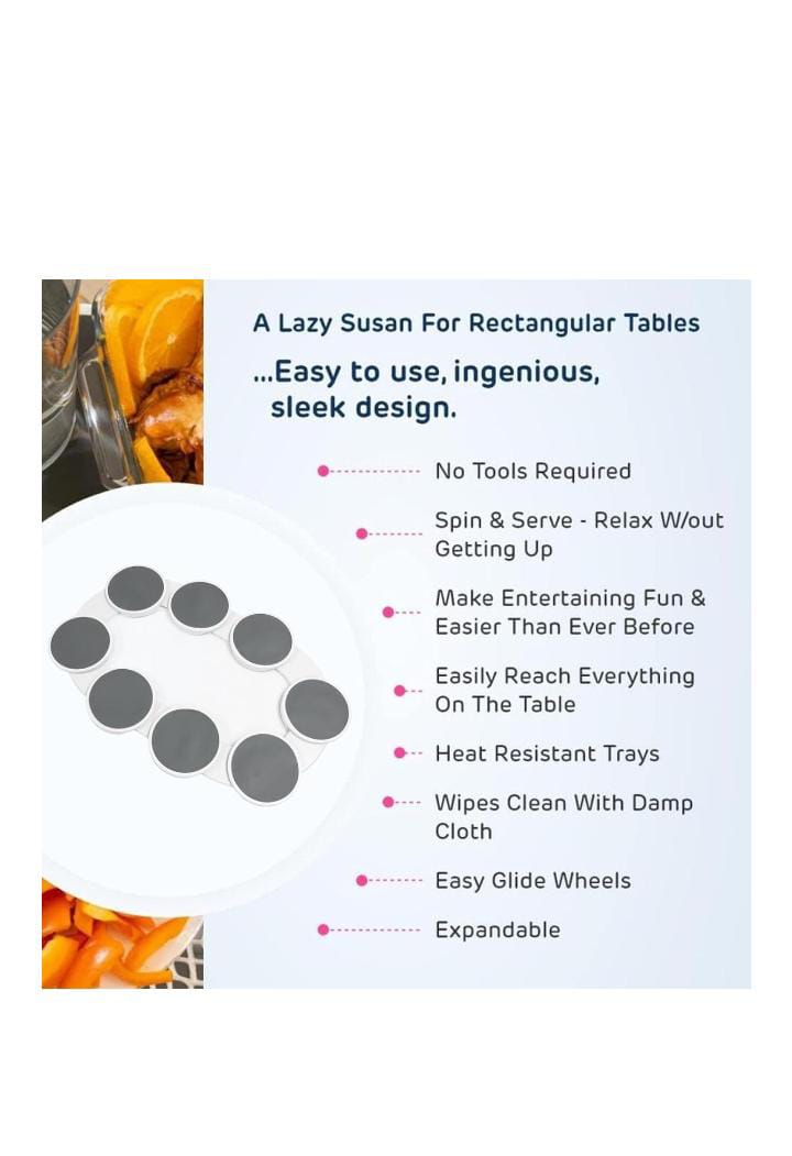 Synergy360 Lazy Susan 8 Plate Turntable Expandable for Dining Table