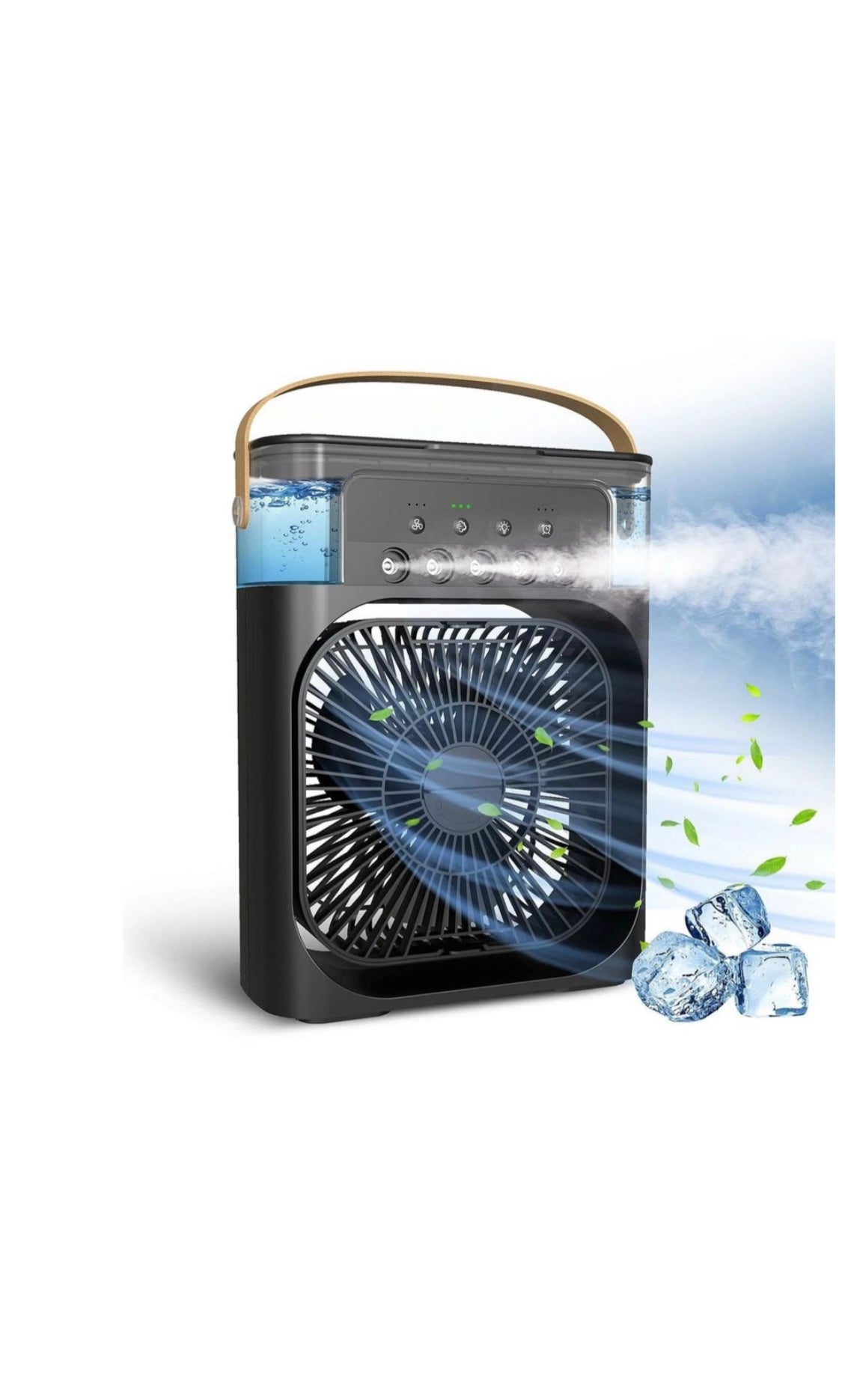 Air Conditioner Fan,Evaporative Air Cooler with 7 Colors LED Light - Black