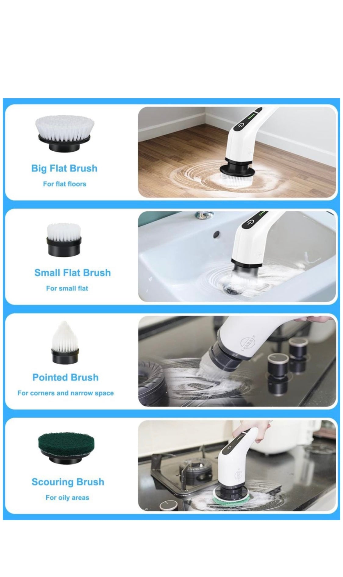 Electric Spin Scrubber, Cordless Cleaning Brush with 8 Replaceable Brush
