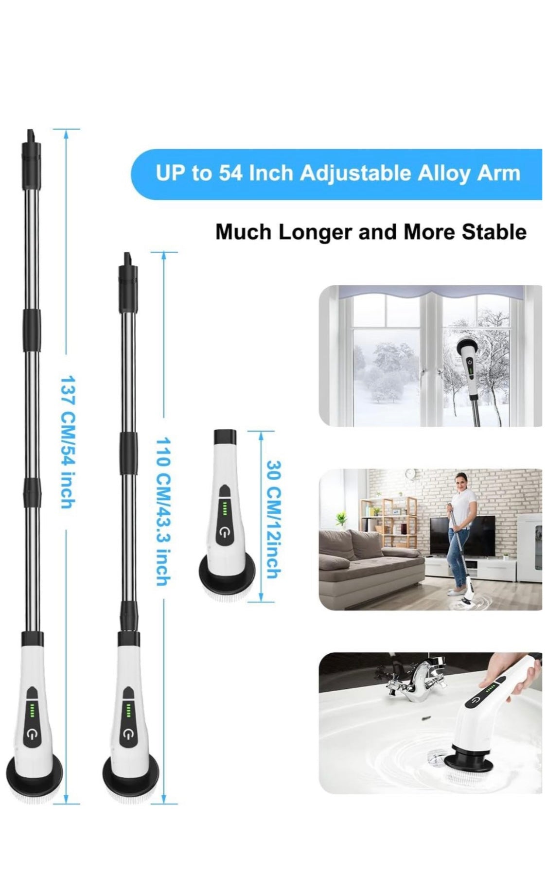 Electric Spin Scrubber, Cordless Cleaning Brush with 8 Replaceable Brush