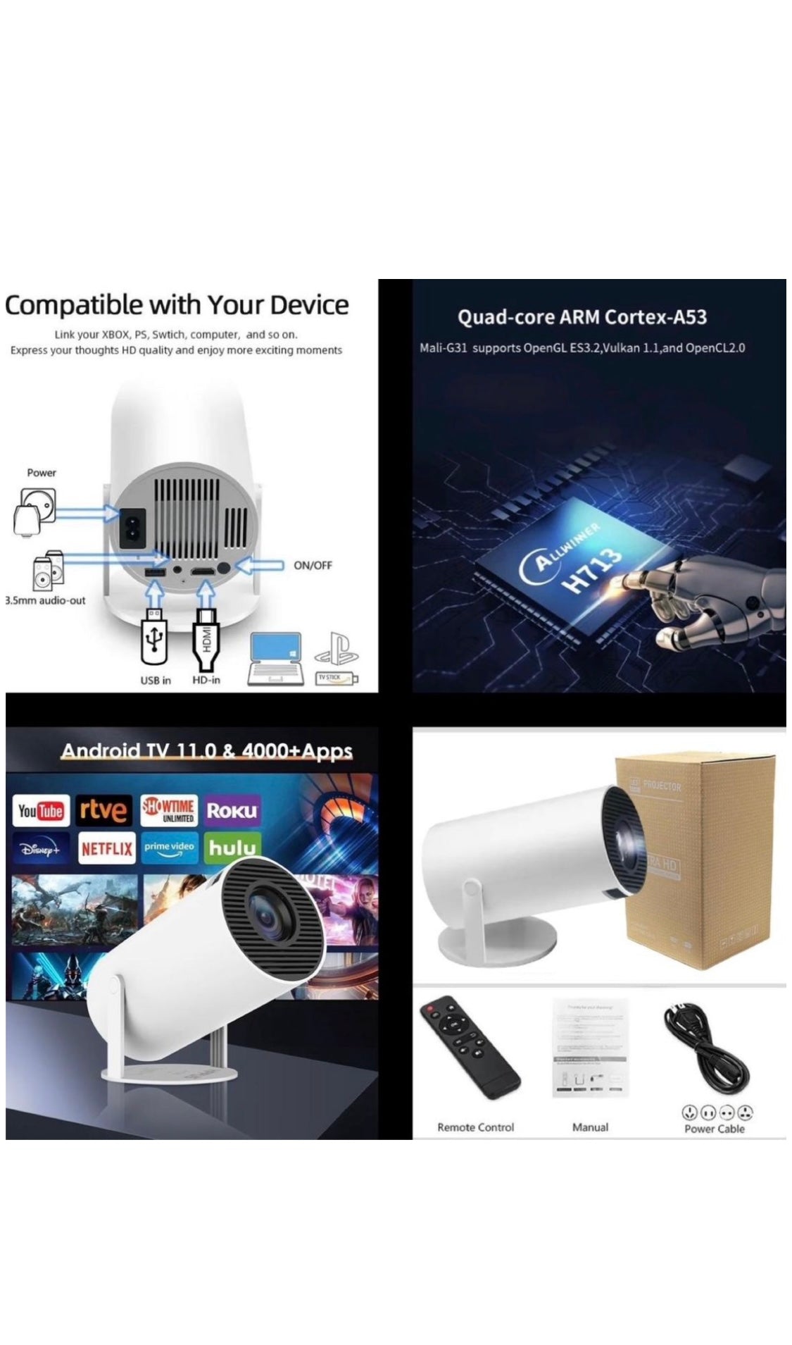 4k Ultra Hd Projector with Remote