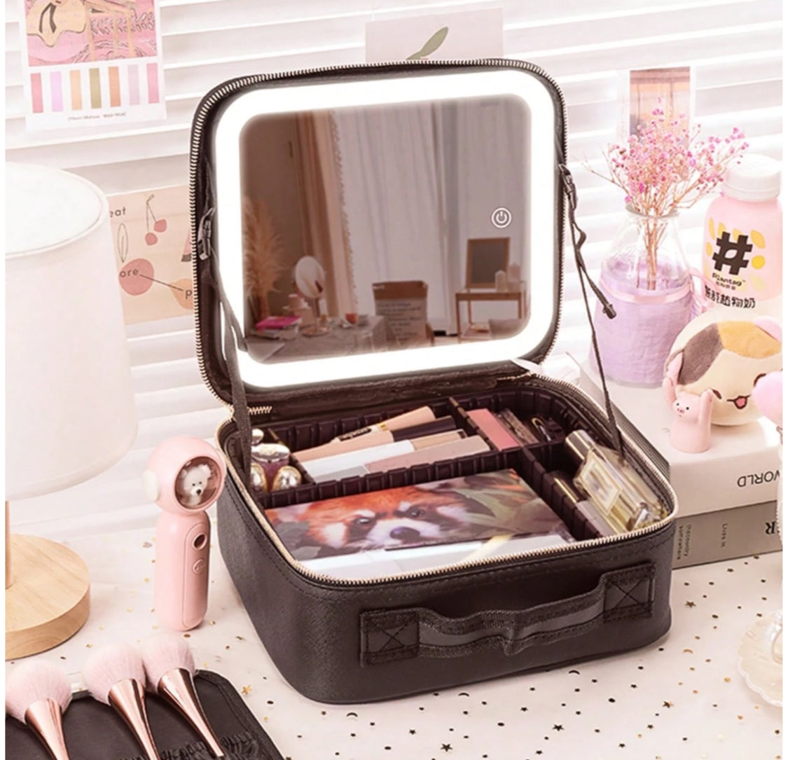 Travel Vanity Bag with led light mirror
