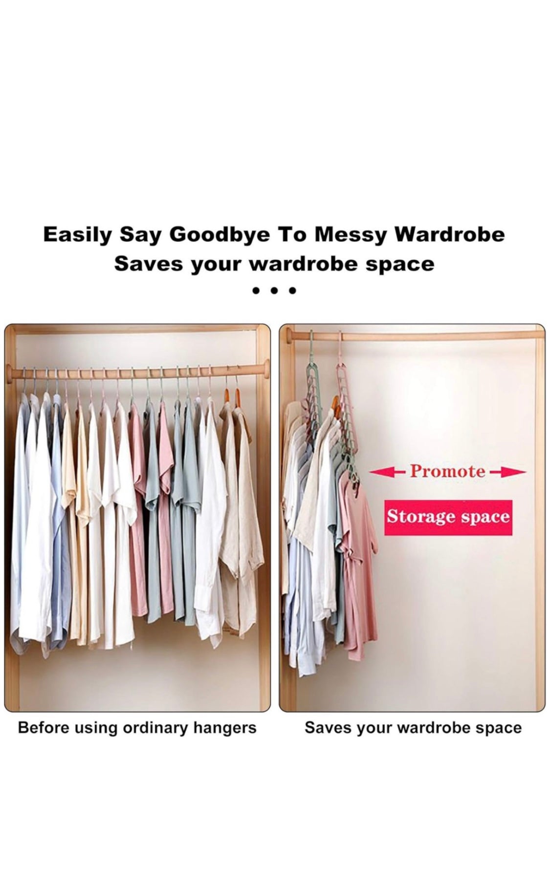 5 Pieces Clothes Hanger Organizer, 9 Holes Rotate Anti-skid Folding Hanger